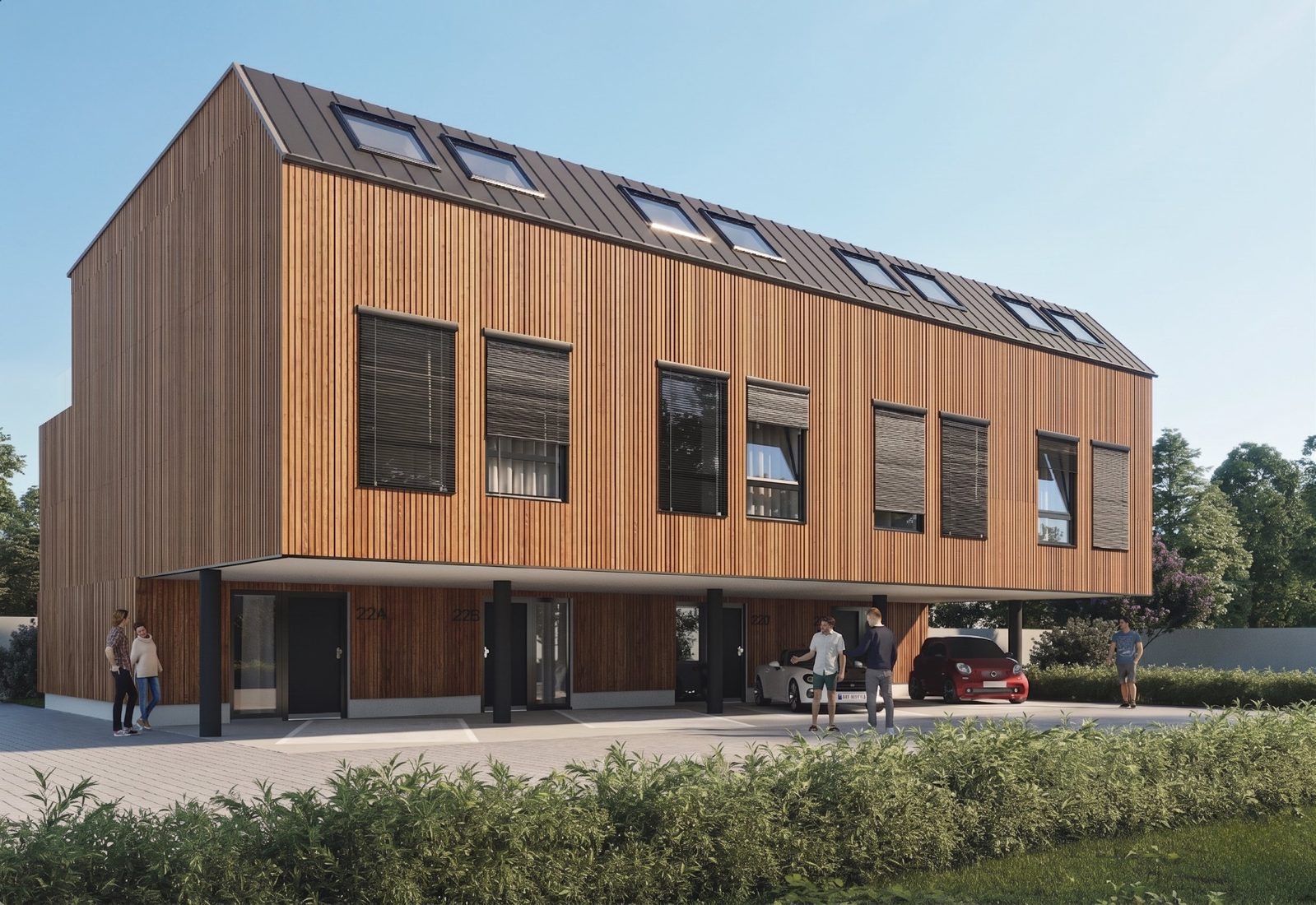 T Chesa Reihenhaus-Projekt mit mehreren Wohneinheiten – Energieeffiziente Mehrfamilienhäuser in Holzbauweise